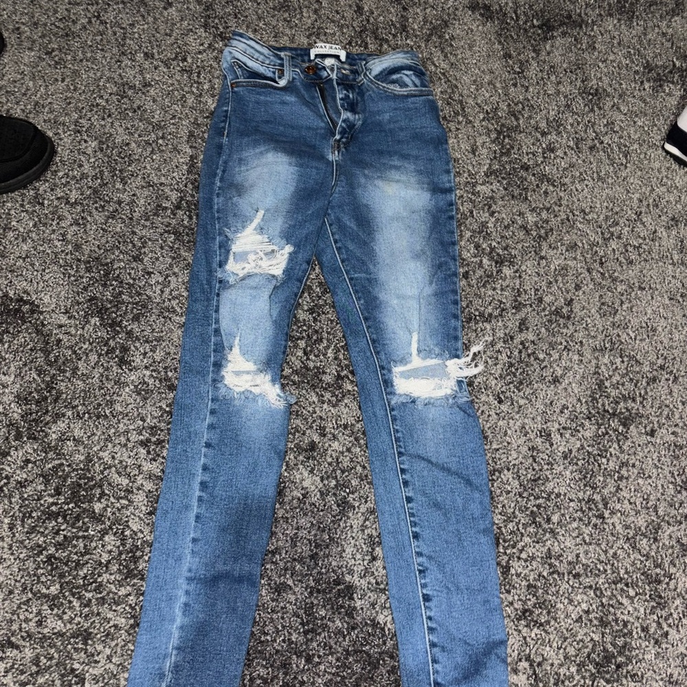 Wax Jean Women's Blue Ripped Skinny Jeans 5/27